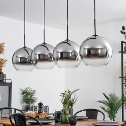 Suspension Verre Fumé-hofstein Suspension Verre 30 cm Koyoto Chrome, Clair, Fumé, 4 lumières