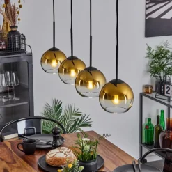 hofstein Suspension Verre 15 cm Koyoto Or, Clair, 4 lumières