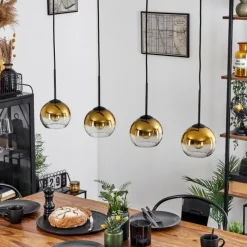 hofstein Suspension Verre 15 cm Koyoto Or, Clair, 4 lumières