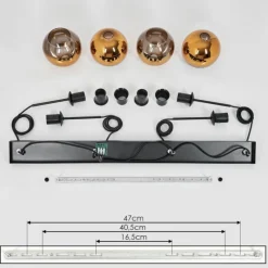 hofstein Suspension Verre 15 cm Koyoto Or, Clair, 4 lumières