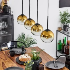 hofstein Suspension Verre 15 cm Koyoto Or, Clair, 4 lumières