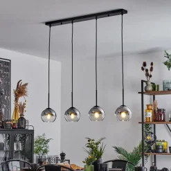 Suspension Verre Fumé-hofstein Suspension Verre 15 cm Koyoto Chrome, Clair, Fumé, 4 lumières