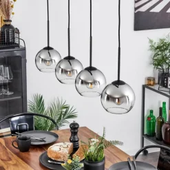 Suspension Verre Fumé-hofstein Suspension Verre 15 cm Koyoto Chrome, Clair, Fumé, 4 lumières