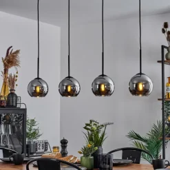 Suspension Verre Fumé-hofstein Suspension Verre 15 cm Koyoto Chrome, Fumé, 4 lumières