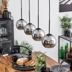 Suspension Verre Fumé-hofstein Suspension Verre 15 cm Koyoto Chrome, Fumé, 4 lumières