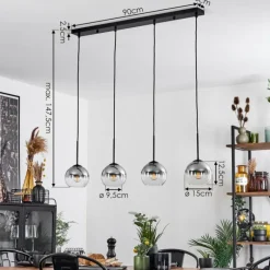 Suspension Verre Fumé-hofstein Suspension Verre 15 cm Koyoto Clair, Fumé, 4 lumières