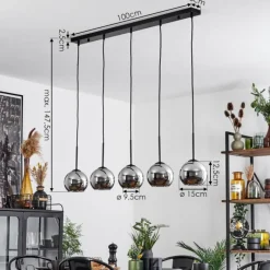 Suspension Verre Fumé-hofstein Suspension Verre 15 cm Koyoto Chrome, Fumé, 5 lumières