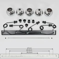Suspension Verre Fumé-hofstein Suspension Verre 15 cm Koyoto Chrome, Fumé, 5 lumières