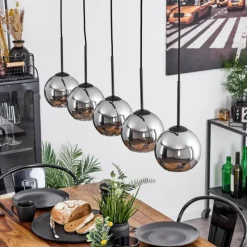 Suspension Verre Fumé-hofstein Suspension Verre 15 cm Koyoto Chrome, Fumé, 5 lumières