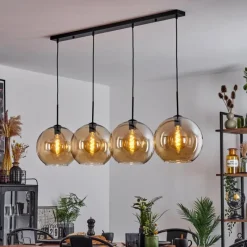 hofstein Suspension Verre 30 cm Koyoto Ambre, 4 lumières