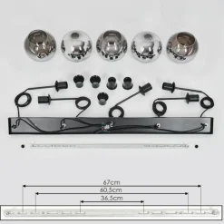 Suspension Verre Fumé-hofstein Suspension Verre 15 cm Koyoto Chrome, Clair, Fumé, 5 lumières