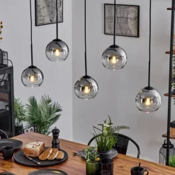 Suspension Verre Fumé-hofstein Suspension Verre 15 cm Koyoto Chrome, Clair, Fumé, 5 lumières