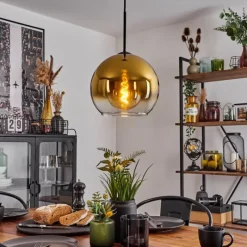 hofstein Suspension Verre 25 cm Koyoto Or, Clair, 1 lumière