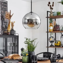 Suspension Verre Fumé-hofstein Suspension Verre 25 cm Koyoto Chrome, Clair, Fumé, 1 lumière