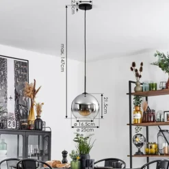 Suspension Verre Fumé-hofstein Suspension Verre 25 cm Koyoto Chrome, Clair, Fumé, 1 lumière