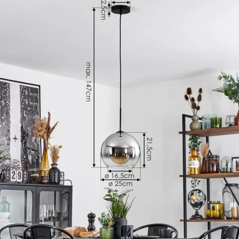 Suspension Verre Fumé-hofstein Suspension Verre 25 cm Koyoto Chrome, Clair, Fumé, 1 lumière