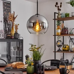 Suspension Verre Fumé-hofstein Suspension Verre 25 cm Koyoto Chrome, Clair, Fumé, 1 lumière