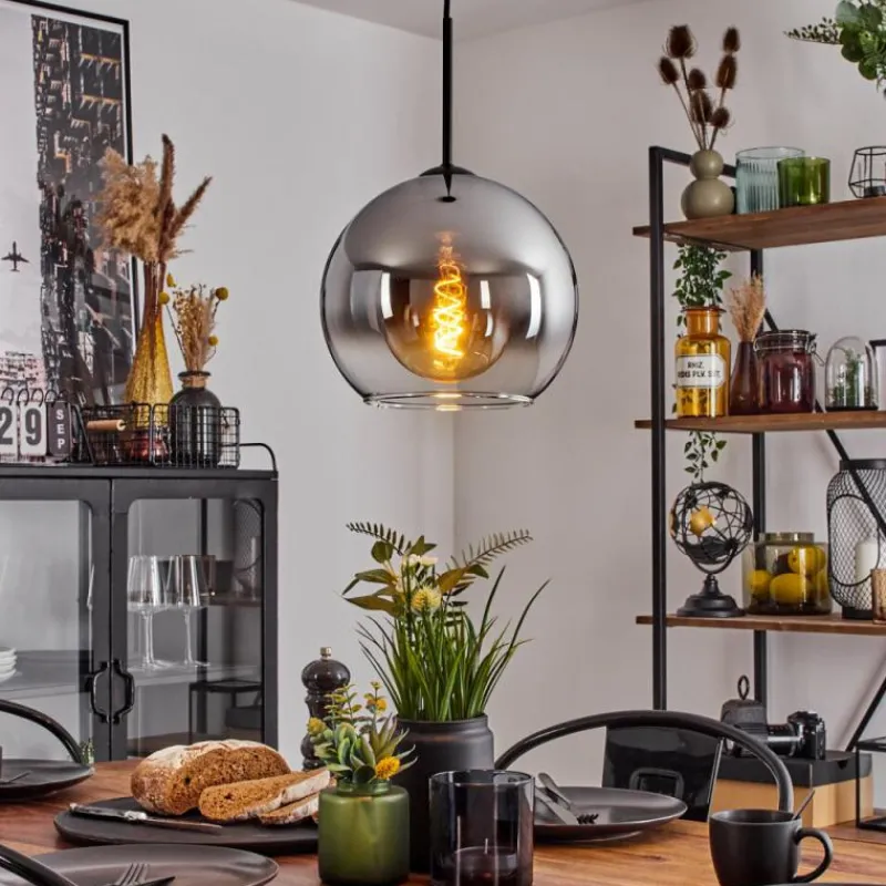 Suspension Verre Fumé-hofstein Suspension Verre 25 cm Koyoto Chrome, Clair, Fumé, 1 lumière