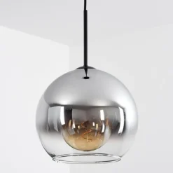 Suspension Verre Fumé-hofstein Suspension Verre 25 cm Koyoto Chrome, Clair, Fumé, 1 lumière