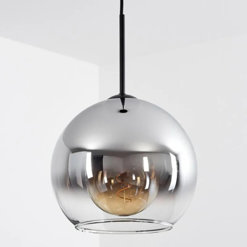 Suspension Verre Fumé-hofstein Suspension Verre 25 cm Koyoto Chrome, Clair, Fumé, 1 lumière