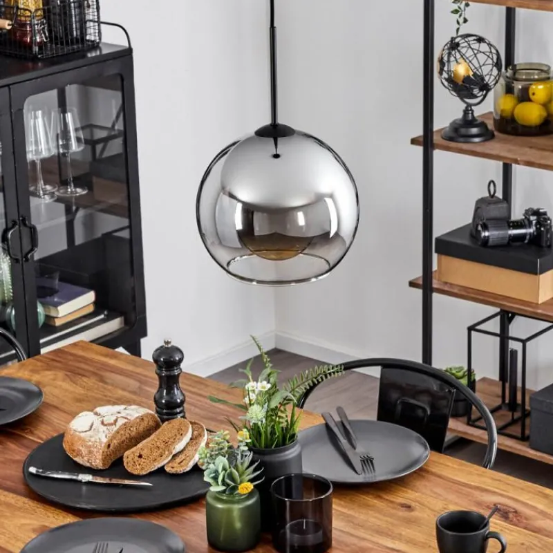 Suspension Verre Fumé-hofstein Suspension Verre 25 cm Koyoto Chrome, Clair, Fumé, 1 lumière