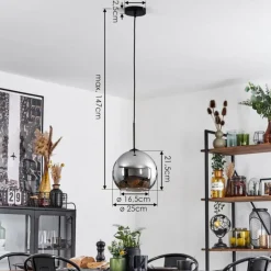 Suspension Verre Fumé-hofstein Suspension Verre 25 cm Koyoto Chrome, Fumé, 1 lumière