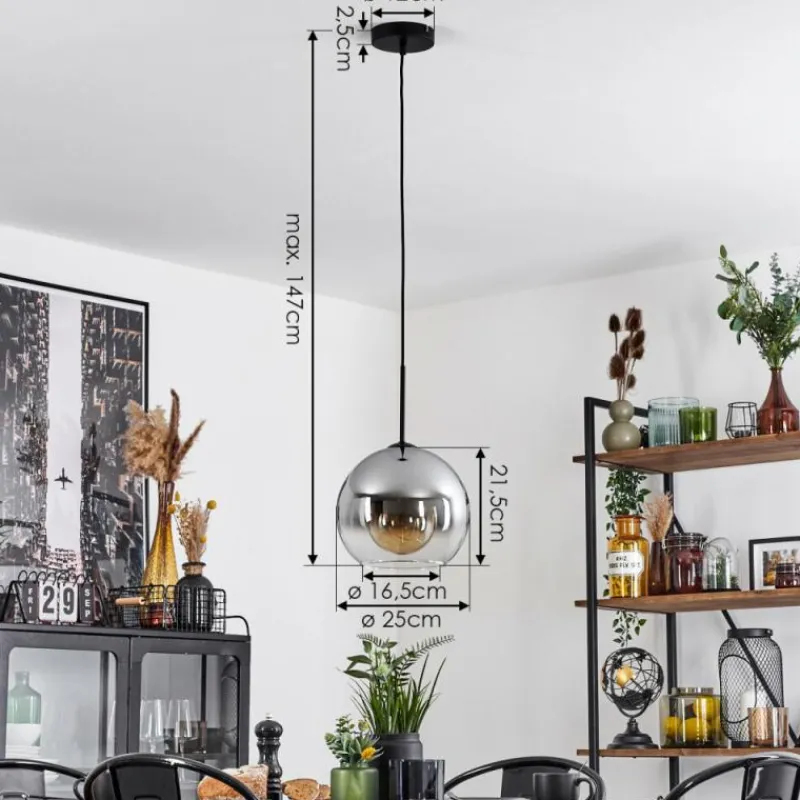 Suspension Verre Fumé-hofstein Suspension Verre 25 cm Koyoto Clair, Fumé, 1 lumière