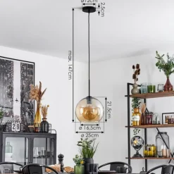 hofstein Suspension Verre 25 cm Koyoto Ambre, 1 lumière