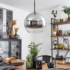 Suspension Verre Fumé-hofstein Suspension Verre 30 cm Koyoto Chrome, Clair, Fumé, 1 lumière