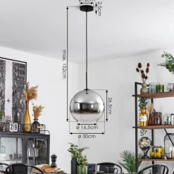 Suspension Verre Fumé-hofstein Suspension Verre 30 cm Koyoto Chrome, Clair, Fumé, 1 lumière
