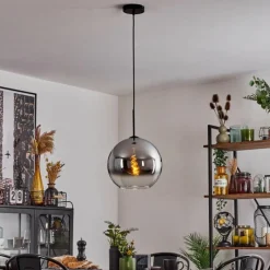 Suspension Verre Fumé-hofstein Suspension Verre 30 cm Koyoto Chrome, Clair, Fumé, 1 lumière