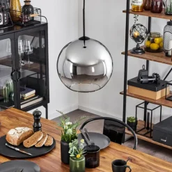 Suspension Verre Fumé-hofstein Suspension Verre 30 cm Koyoto Chrome, Clair, Fumé, 1 lumière