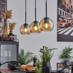 hofstein Suspension Verre 15 cm Koyoto Ambre, 3 lumières