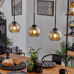 hofstein Suspension Verre 15 cm Koyoto Ambre, 3 lumières