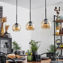 hofstein Suspension Verre 15 cm Koyoto Ambre, 3 lumières