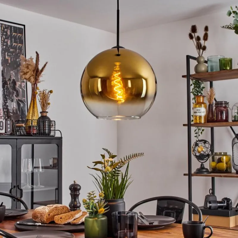 hofstein Suspension Verre 30 cm Koyoto Or, Clair, 1 lumière