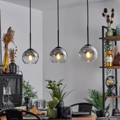 Suspension Verre Fumé-hofstein Suspension Verre 15 cm Koyoto Chrome, Clair, Fumé, 3 lumières