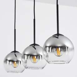 Suspension Verre Fumé-hofstein Suspension Verre 15 cm Koyoto Chrome, Clair, Fumé, 3 lumières
