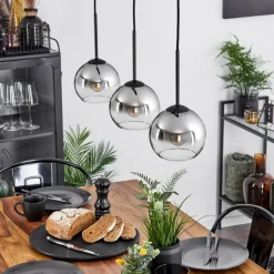 Suspension Verre Fumé-hofstein Suspension Verre 15 cm Koyoto Chrome, Clair, Fumé, 3 lumières