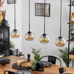 hofstein Suspension Verre 15 cm Koyoto Ambre, 4 lumières