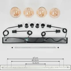 hofstein Suspension Verre 15 cm Koyoto Ambre, 4 lumières