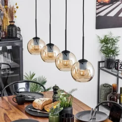 hofstein Suspension Verre 15 cm Koyoto Ambre, 4 lumières