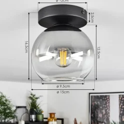 Suspension Verre Fumé-hofstein Suspension Verre 15 cm Koyoto Clair, Fumé, 1 lumière