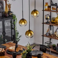 hofstein Suspension Verre 15 cm Koyoto Or, Clair, 3 lumières