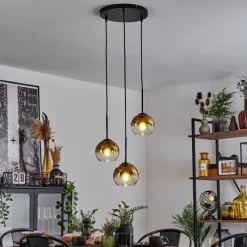 hofstein Suspension Verre 15 cm Koyoto Or, Clair, 3 lumières