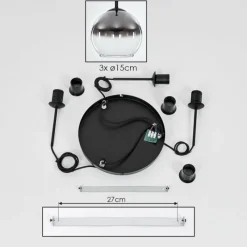 Suspension Verre Fumé-hofstein Suspension Verre 15 cm Koyoto Chrome, Clair, Fumé, 3 lumières