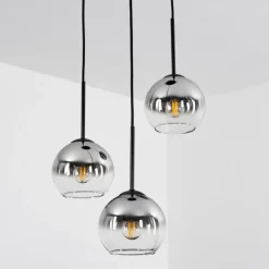 Suspension Verre Fumé-hofstein Suspension Verre 15 cm Koyoto Chrome, Clair, Fumé, 3 lumières