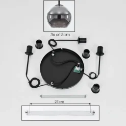 Suspension Verre Fumé-hofstein Suspension Verre 15 cm Koyoto Chrome, Fumé, 3 lumières