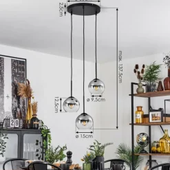 Suspension Verre Fumé-hofstein Suspension Verre 15 cm Koyoto Clair, Fumé, 3 lumières