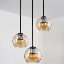 hofstein Suspension Verre 15 cm Koyoto Ambre, 3 lumières